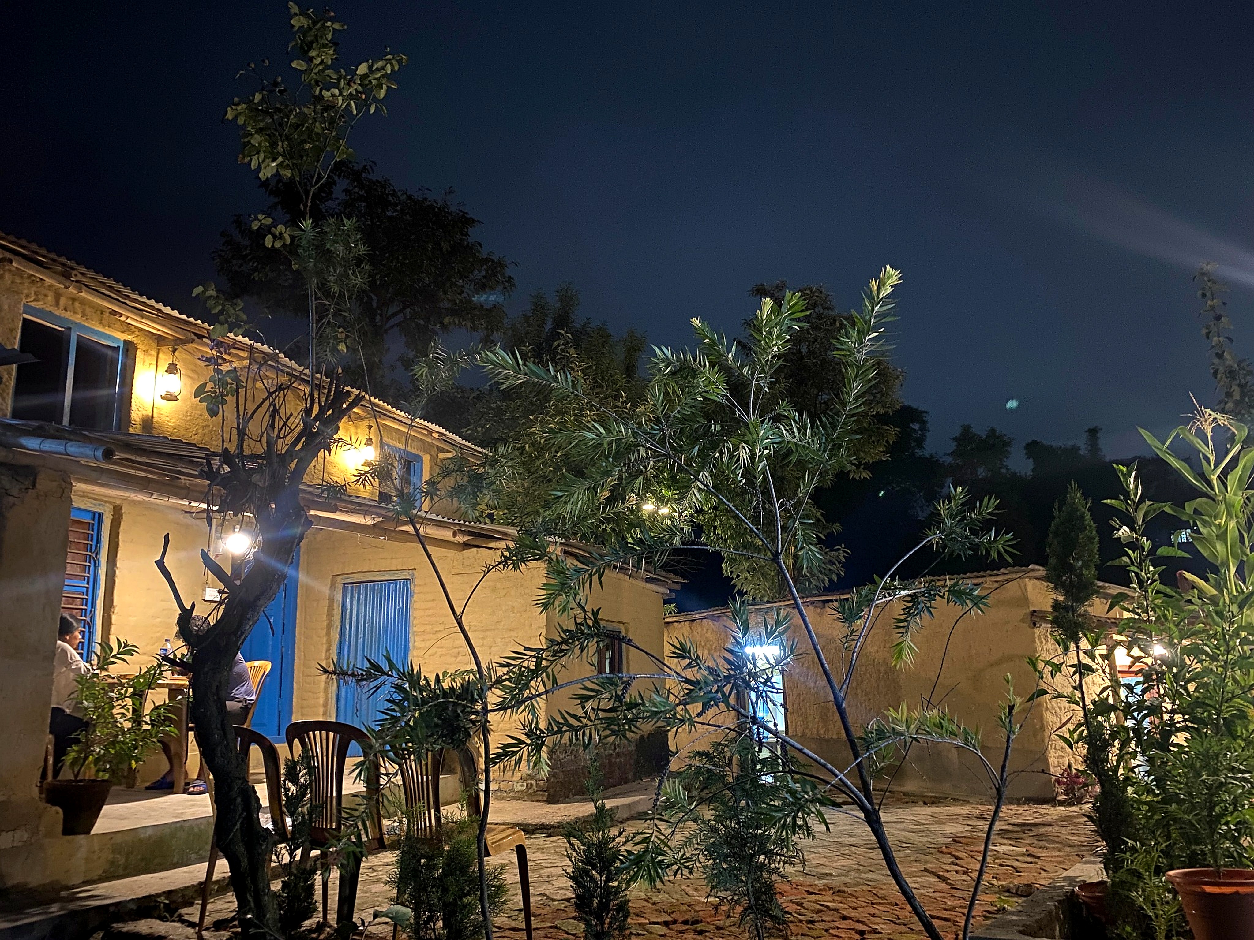 Purano Ghar courtyard at night