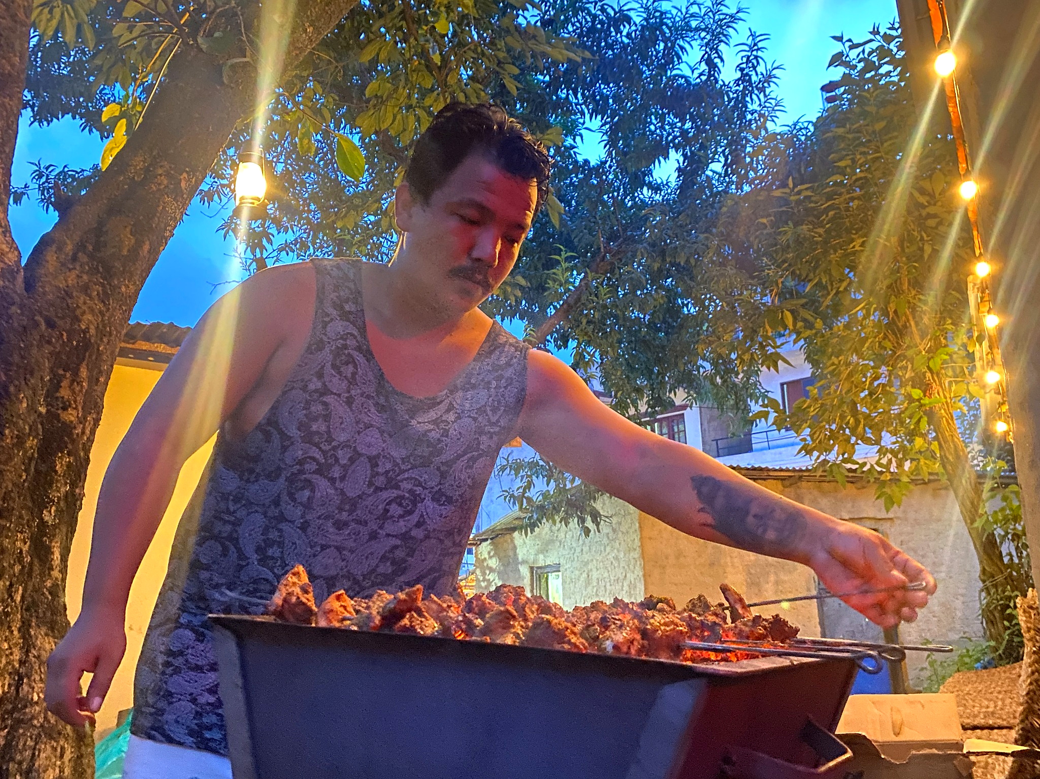 Food being prepared at Purano Ghar